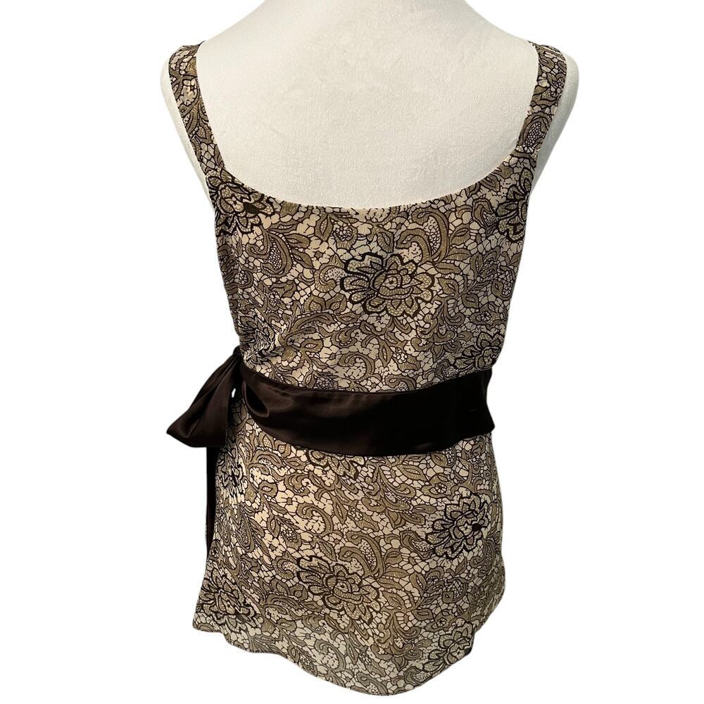 Lane Bryant Babydoll Top Strap Sleeveless Blouse Brown Size 20 Waist Tie Bow Y2K - Picture 2 of 7